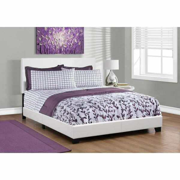 Gfancy Fixtures 45.75 in. White Solid Wood MDF & Foam Queen Size Bed with Leather Look GF3094719
